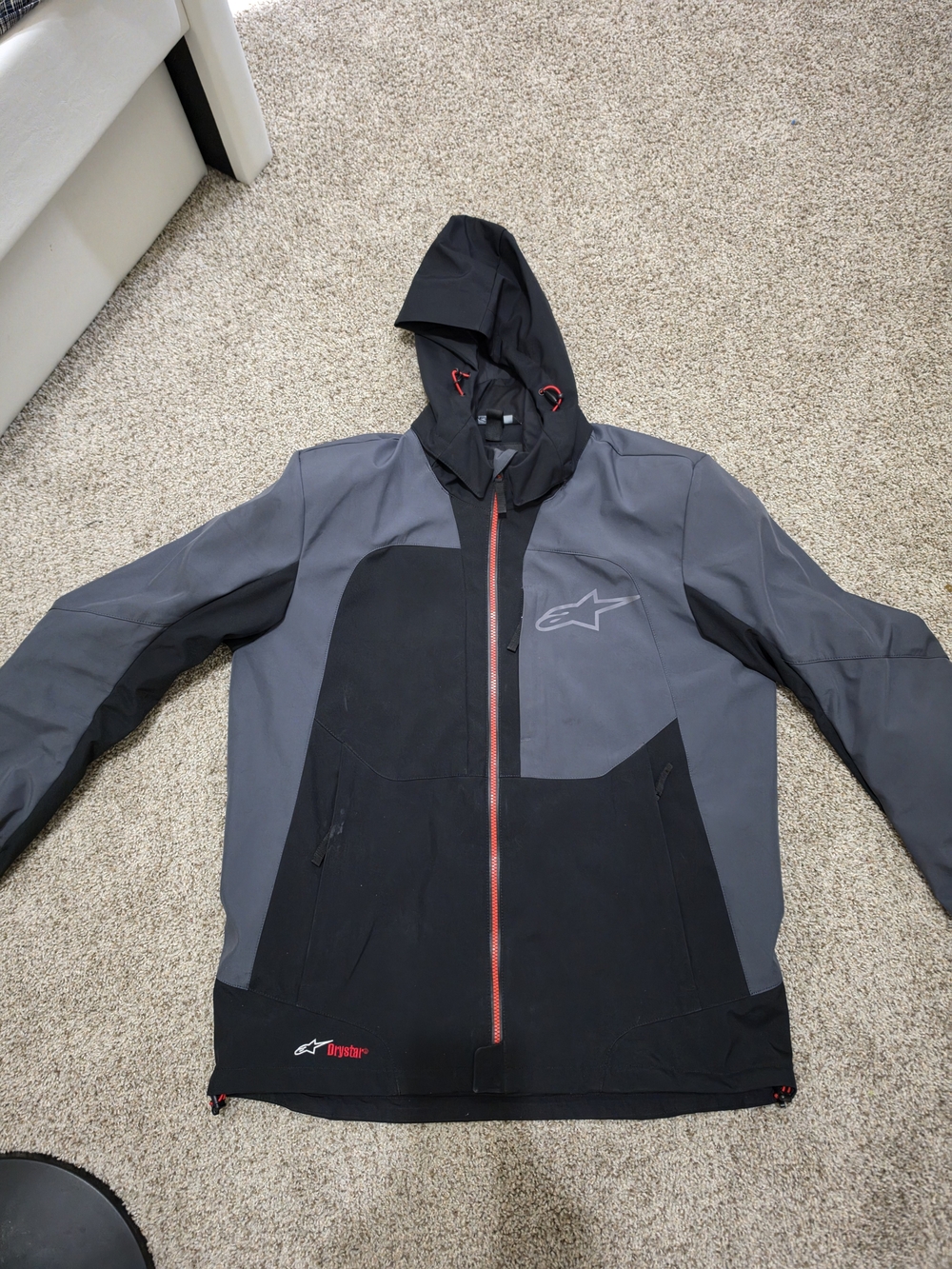 Alpinestars Men's Stratos V2 Gray & Black Hooded Techshell Drystar Jacket XXL